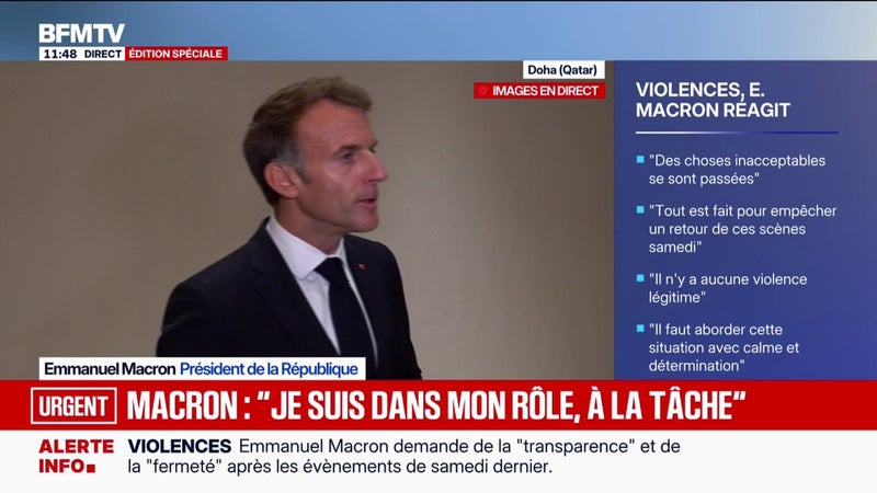 Emmanuel Macron estime qu'il "n'y a pas besoin" de l'instauration de l'état d'urgence dans le pays, mais qu'y avoir recours serait possible "si la situation le justifiait"