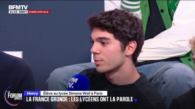 FORUM BFMTV - Mouvement lycéen: "J'aurais adoré entendre Sébastien Lecornu parler des véritables problèmes des lycéens", dénonce Henry, élève au lycée Simone Weil à Paris