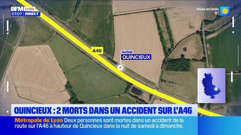Quincieux : 2 morts dans un accident sur l'A46