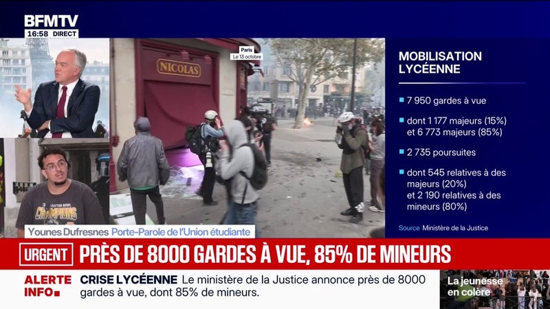 Mouvement étudiant: Younes Dufresnes (Union étudiante) accuse le ministre de l'Intérieur de restreindre la mobilisation par la "répression"