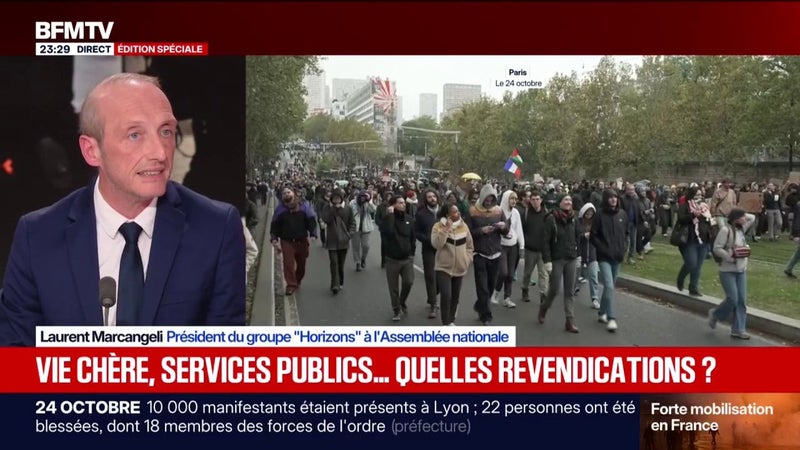 Mobilisation en France: "Je demande au gouvernement de reprendre le dialogue social", déclare Laurent Marcangeli, président du groupe Horizons à l'Assemblée nationale