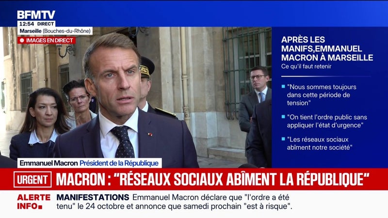 Colère sociale: "L'État sera là et l'ordre sera tenu", promet Emmanuel Macron, qui assure que "les choses devraient progressivement se calmer"
