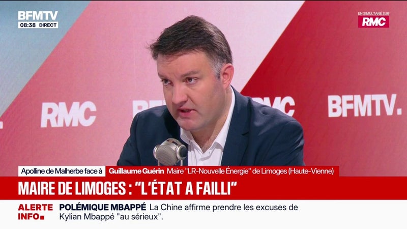 "Il y a eu une défaillance de l'État", estime Guillaume Guérin, maire LR-Nouvelle Énergie de Limoges, à propos des violences du 17 octobre