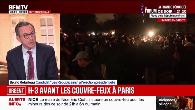 Pillages, casseurs: "Le président de la République n'assume pas l'ordre public", déclare Bruno Retailleau, candidat Les Républicains à la présidentielle