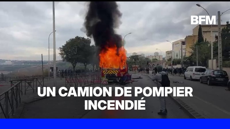 Marseille: un véhicule des marins-pompiers pillé et incendié devant le lycée Saint-Exupéry
