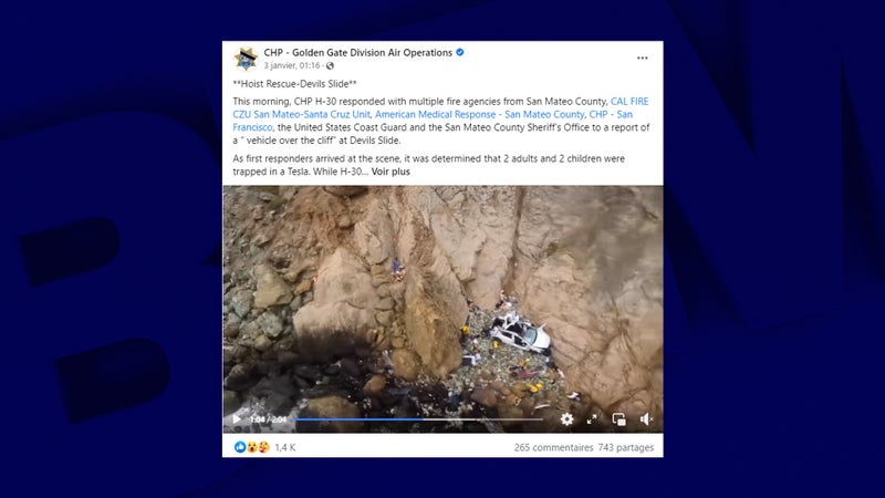 Une famille a miraculeusement survécu après une chute en voiture en Californie.