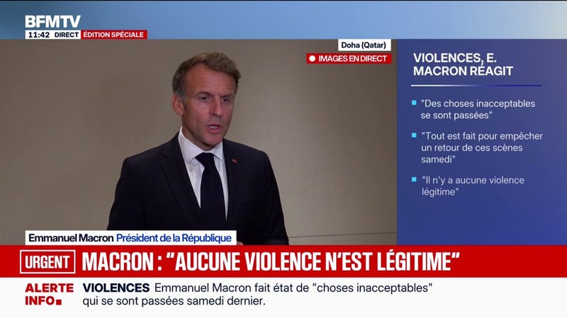 Emmanuel Macron demande "des clarifications" et de la "transparence sur ce qu'il s'est passé" lors des manifestations du 17 octobre