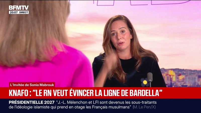 Union des droites: "Je ne cherche pas un quelconque poste", déclare Sarah Knafo (Reconquête) qui regrette que "le RN veut évincer la ligne de Jordan Bardella"
