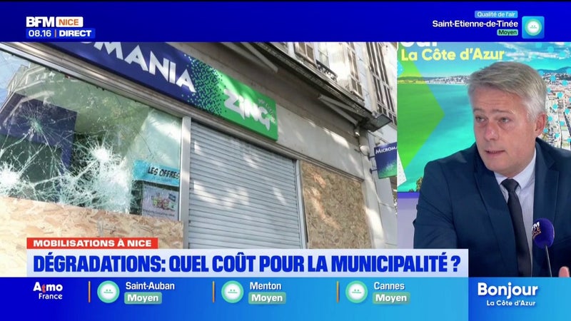 Mobilisations à Nice : 400 000 euros de dégâts de biens publics