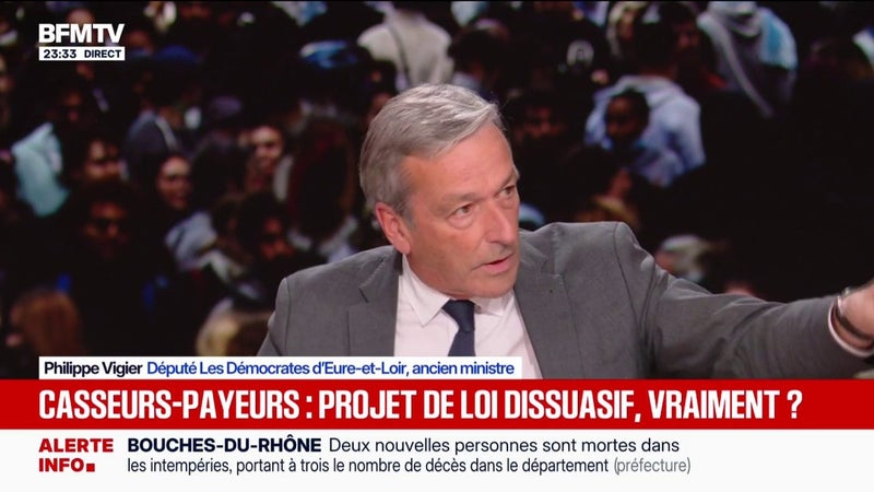 Loi casseur-payeur: Philippe Vigier, député "Les Démocrates", se dit favorable à la loi car il existe "une responsabilité collective" des casseurs lors de manifestations