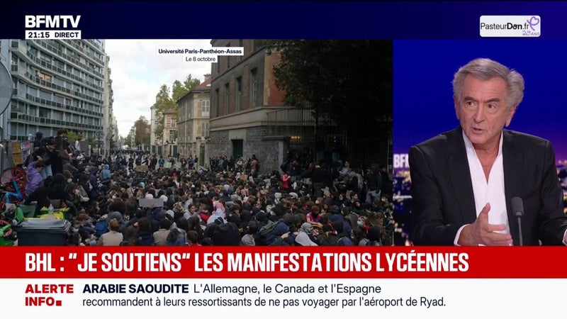 Mobilisation lycéenne: "À part les casseurs, la révolte est plutôt structurée", observe Bernard Henri-Lévy, écrivain et philosophe
