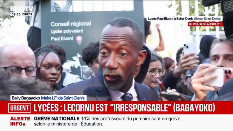 Blocage des lycées: le maire LFI de Saint-Denis, Bally Bagayoko, appelle le ministre de l'Éducation nationale à "répondre à l'invitation" des lycéens de Paul-Éluard