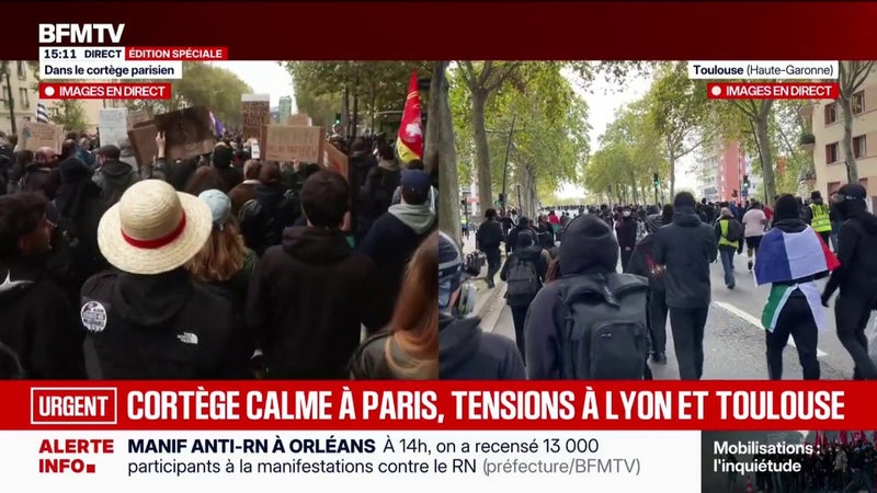Manifestations du 24 octobre: le cortège parisien poursuit sa route dans le calme