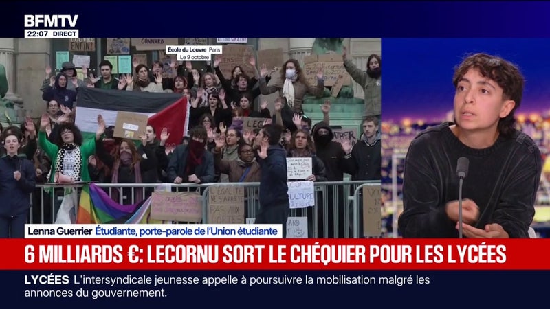 Lycées, universités, propositions: "On mettrait 0/10 actuellement au gouvernement", déclare Lenna Guerrier, porte-parole de l'Union étudiante