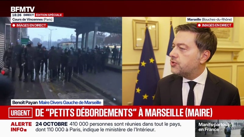 Mobilisations du 24 octobre: "Ce pays souffre d'une perte de sens majeur", déclare Benoît Payan, maire de Marseille