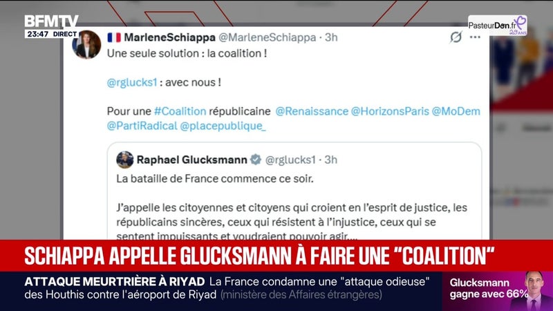 Victoire de Raphaël Glucksmann à la primaire sociale-démocrate: Marlène Schiappa appelle le candidat gagnant à faire "une coalition"