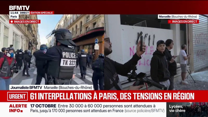 Mobilisations du 17 octobre: un poste de police municipale attaqué à Marseille