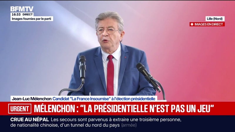 "Ce n'est pas la France qui parlait, c'est seulement un fasciste": Jean-Luc Mélenchon, candidat de La France insoumise à l'élection présidentielle, répond à Jordan Bardella