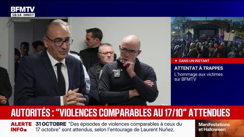 Manifestation du 31 octobre: "Il faut qu'on soit mobile", rappelle Laurent Nuñez, ministre de l'Intérieur, devant les forces de l’ordre à Rouen