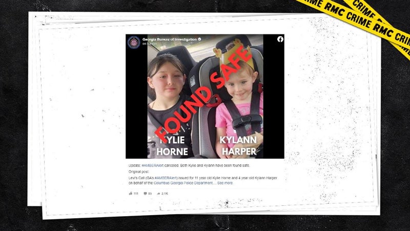 Deux fillettes de 4 et 11 ans ont été retrouvées saines et sauves en Géorgie (Etats-Unis) après avoir été enlevées dimanche. 