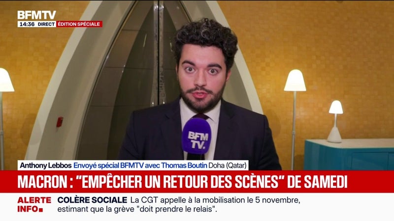 Manifestations de samedi 24 octobre: Emmanuel Macron promet que "les gens qui veulent faire le désordre seront empêchés"