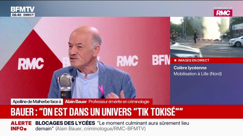 Violences lors des mobilisations lycéennes: "On est dans un univers tiktokisé", note Alain Bauer, professeur émérite en criminologie