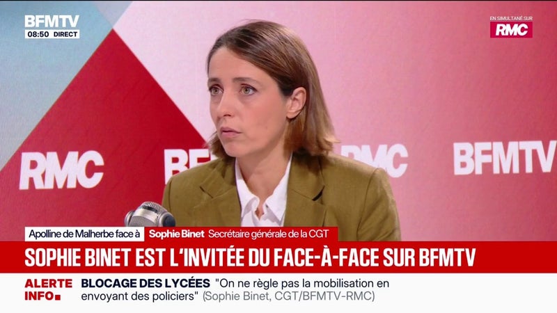 Présidentielle 2027: "Il n'y a rien de plus dangereux que l'extrême droite pour la démocratie", juge Sophie Binet, secrétaire générale de la CGT