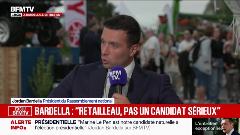 Interrogé sur "l'union des droites", Jordan Bardella, président du RN, "tend la main aux électeurs LR" pour cette élection présidentielle