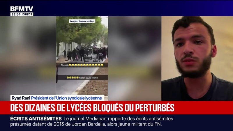 Blocage des lycées: Ryad Rani, président l'Union syndicale lycéenne appelle les lycéens "à la prudence" et à "rester pacifiques"