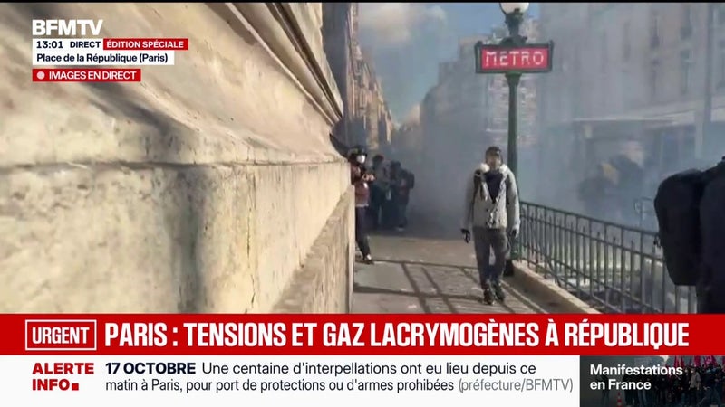 Manifestations du 17 octobre: des tensions en cours Place de la République