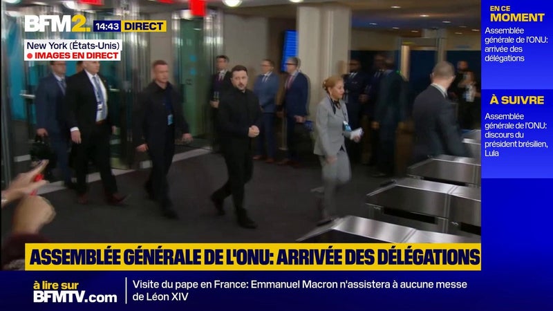 Volodymyr Zelensky arrive à l'assemblée générale de l'ONU