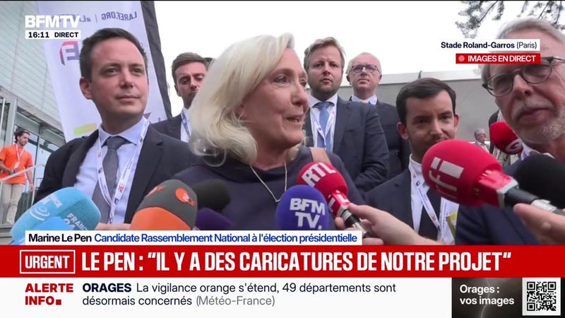 Présidentielle 2027: "Je reste extrêmement prudente à l'égard des sondages", explique Marine Le Pen (RN) en marge du débat au Medef
