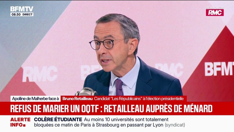 "On marche sur la tête", déclare Bruno Retailleau (LR) à propos des réquisitions à l'encontre de Robert Ménard suite à son refus de marier un homme sous OQTF