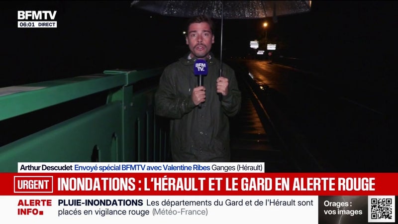 L'Hérault et le Gard placés en vigilance rouge pluie-inondation