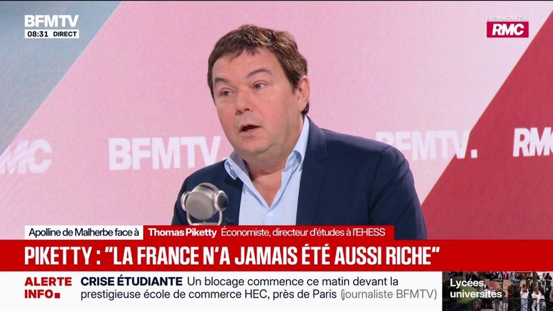 "La France n'a jamais été aussi riche en terme de richesse produite chaque année", assure Thomas Piketty, économiste