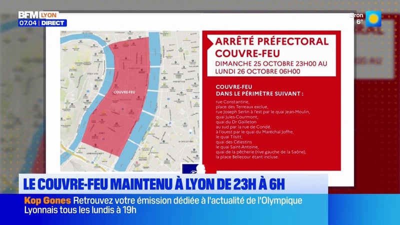 Couvre-feu maintenu à Lyon de 23h à 6h