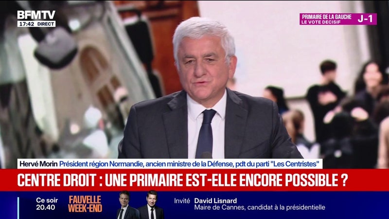 Proposition d'une primaire de la droite et du centre pour 2027: c'est "pour l'intérêt de la Nation", défend Hervé Morin, président de la région Normandie, président du parti "Les Centristes"