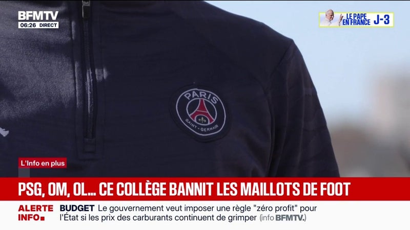 "Il y en a un, il a mis le maillot d'Auxerre, l'autre de Paris, ils se sont battus": ce collège bannit les maillots de foot pour éviter les conflits entre élèves
