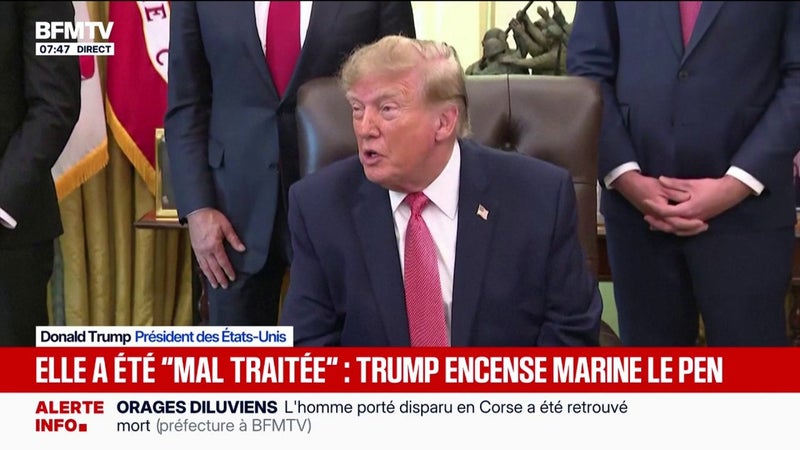 Donald Trump estime que Marine Le Pen a été "maltraitée" par la justice française