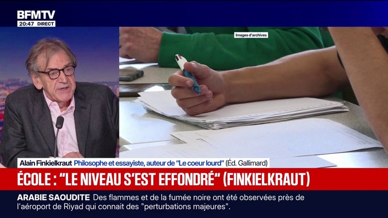 École: "Le niveau s'est effondré", dénonce Alain Finkielkraut, philosophe et essayiste