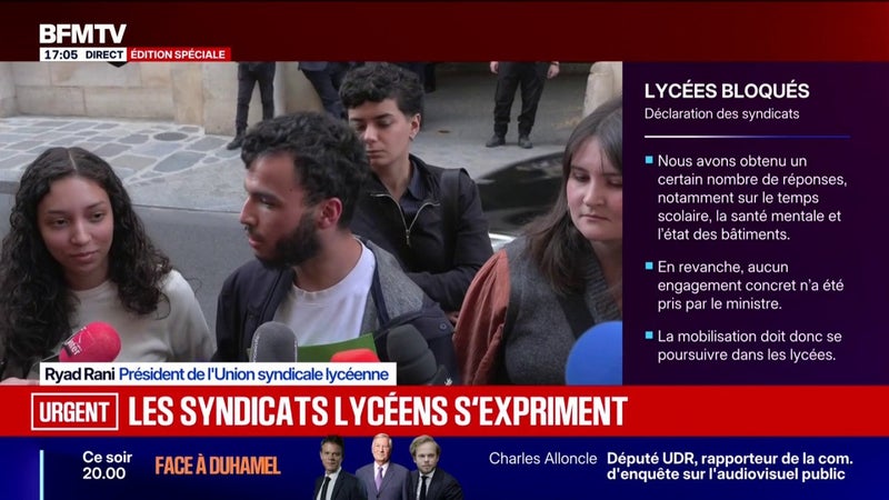 Syndicats lycéens reçus par l'Éducation nationale: "On n'a pas eu d'annonces concrètes", assure l'Union syndicale lycéenne
