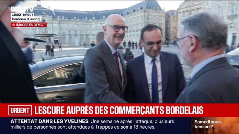 Manifestation du 31 octobre: le ministre de l'Économie, Roland Lescure, arrive à la chambre de commerce de Bordeaux
