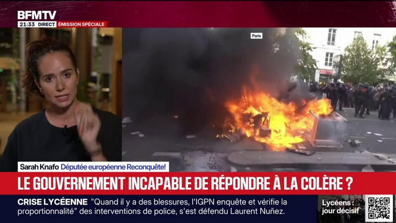 Mobilisation lycéenne: "On ira chercher l'argent qu'ils nous ont causé en dégâts jusqu'à la fin de leur vie", affirme Sarah Knafo, députée européenne Reconquête