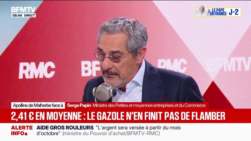 Hausse des prix du carburant: "Ça risque de durer au moins le mois qui vient", prévient Serge Papin, ministre des PME et du Commerce