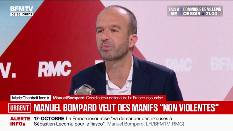 "Si le gouvernement ne souhaite plus qu'il y ait de manifestations, il n'a qu'à céder à ces revendications", déclare Manuel Bompard, coordinateur national LFI