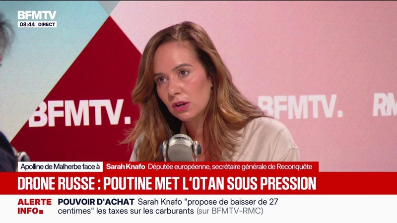 Guerre en Ukraine: "La responsabilité (de la guerre) revient à la Russie", estime Sarah Knafo, députée européenne et secrétaire générale de Reconquête