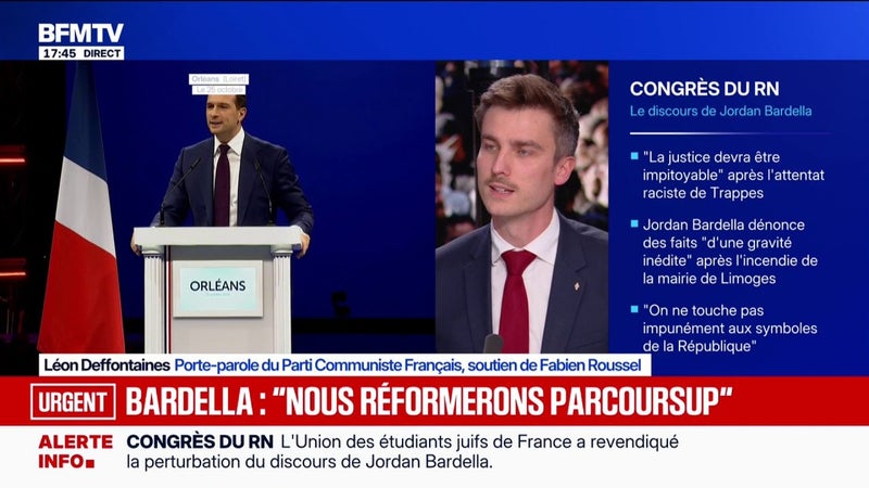 Discours de Marine Le Pen et Jordan Bardella à Orléans: "J'observe l'incohérence de ce parti", lance Léon Deffontaines, porte-parole du Parti communiste Français
