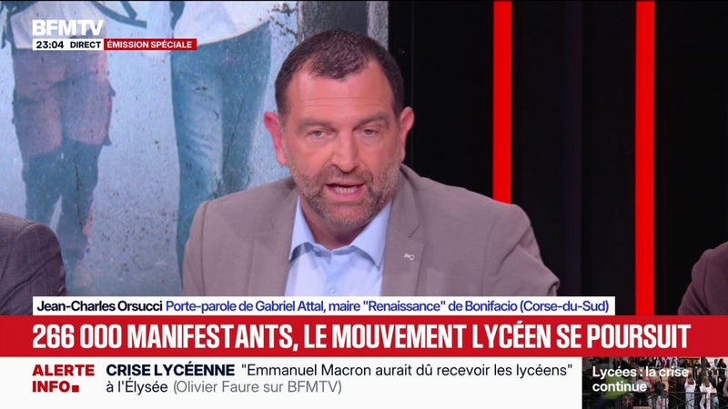 Mobilisation lycéenne: "Les syndicats, les parents d'élèves et les enseignants ont su apporter leur pierre à l'édifice et on doit s’en féliciter", estime Jean-Charles Orsucci, porte-parole de Gabriel Attal