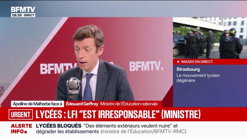 LFI: "Ils ont contribué très clairement à la cristallisation du mouvement", estime Édouard Geffray, ministre de l'Éducation nationale