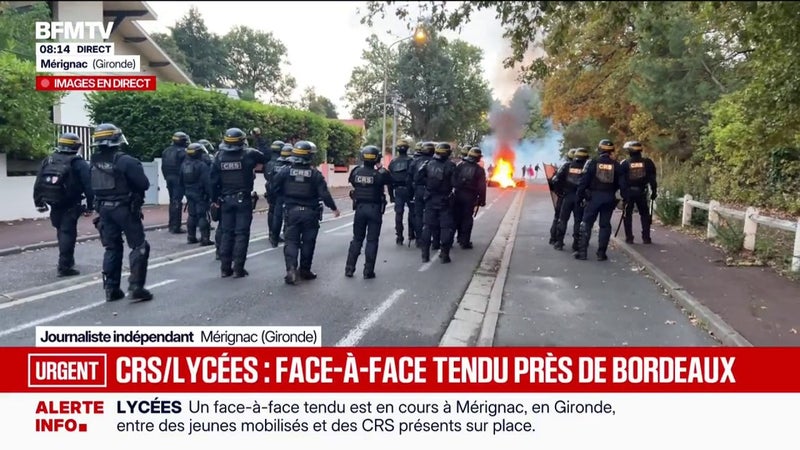 Mérignac: tensions entre manifestants et CRS devant un établissement après un appel au blocus